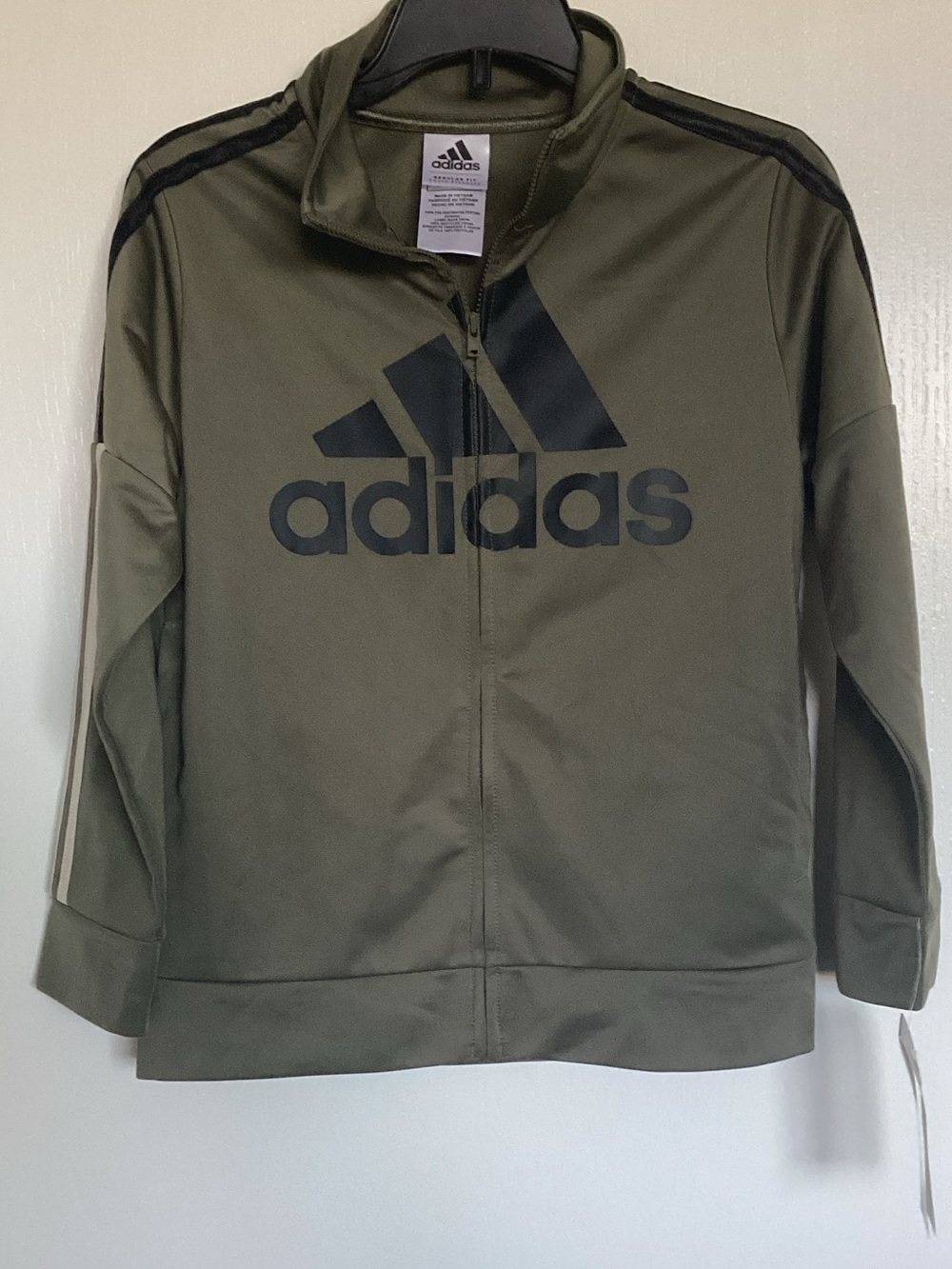adidas Olive Green Track Jacket with Black Logo